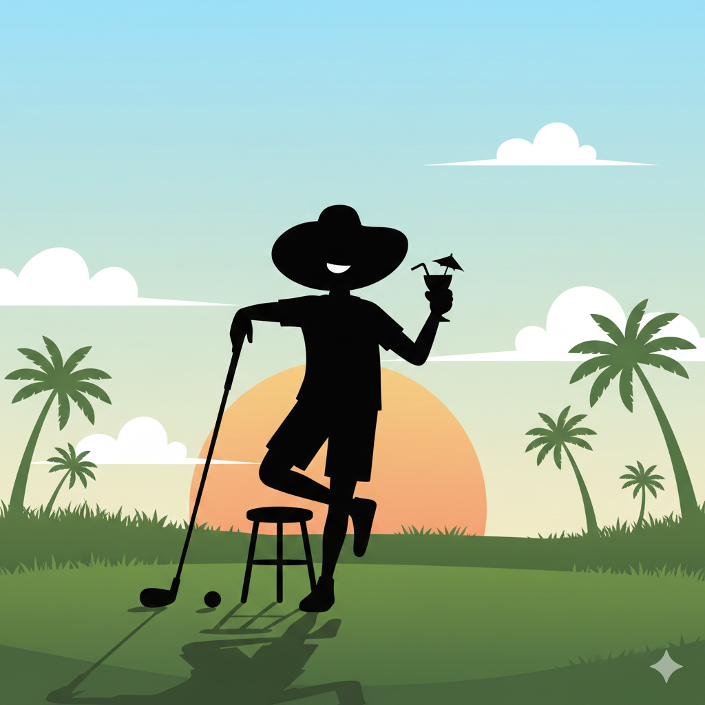 Image of a laid back golfer with no pressure at all